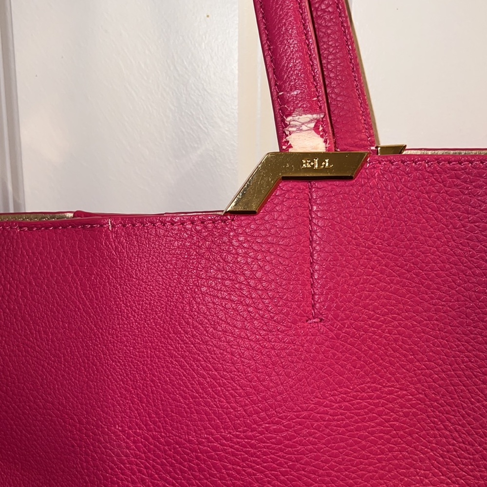 Fushia lauren Ralph Lauren tote flawed - Picture 2 of 15